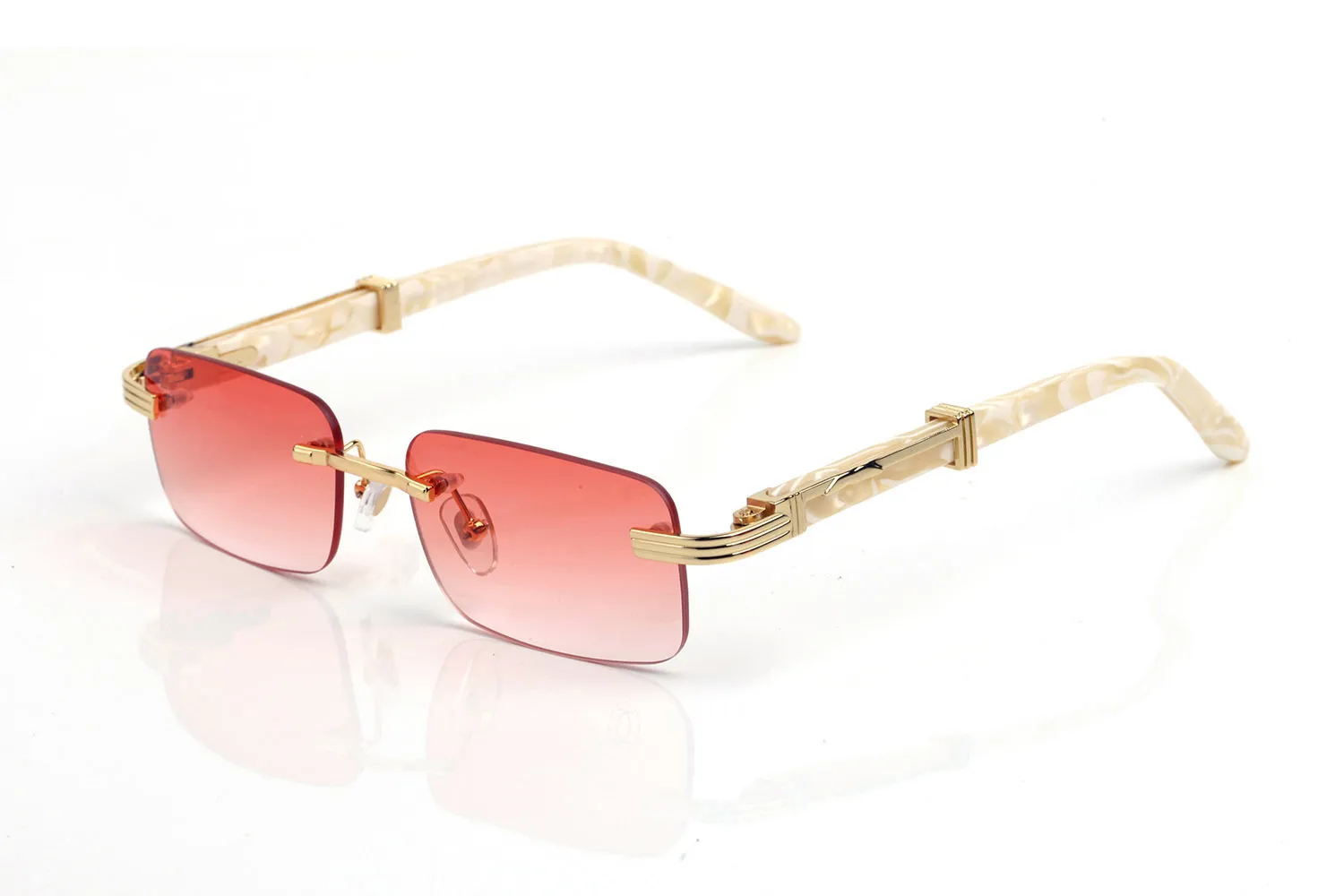 France Design Rimless Sunglasses For Mens Wooden Buffalo Horn Glasses Optical eyeglasses Women Waving Gold Wooden Eyewear Frames L2674