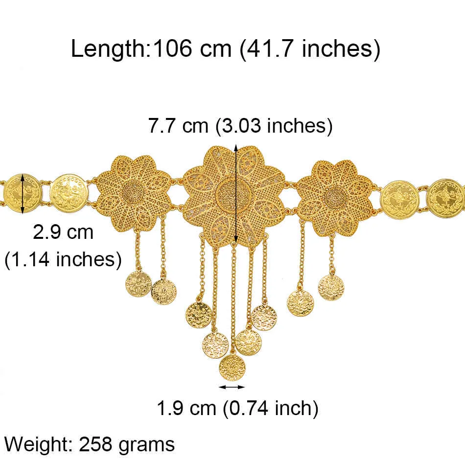 Anniyo turkiska magkedjor Kvinnor Guldfärg Turkiet Mynt Bälte smycken Mellanöstern Iraqi Kurdistan Dubai Wedding Presents #016501313i