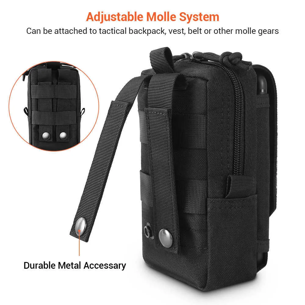 1000D Tactical Molle Pouch Military Taille Tas Outdoor Heren EDC Tool Bag Vest Pack Purse Mobiele Telefoon Case Hunting Compact Zak Q0721