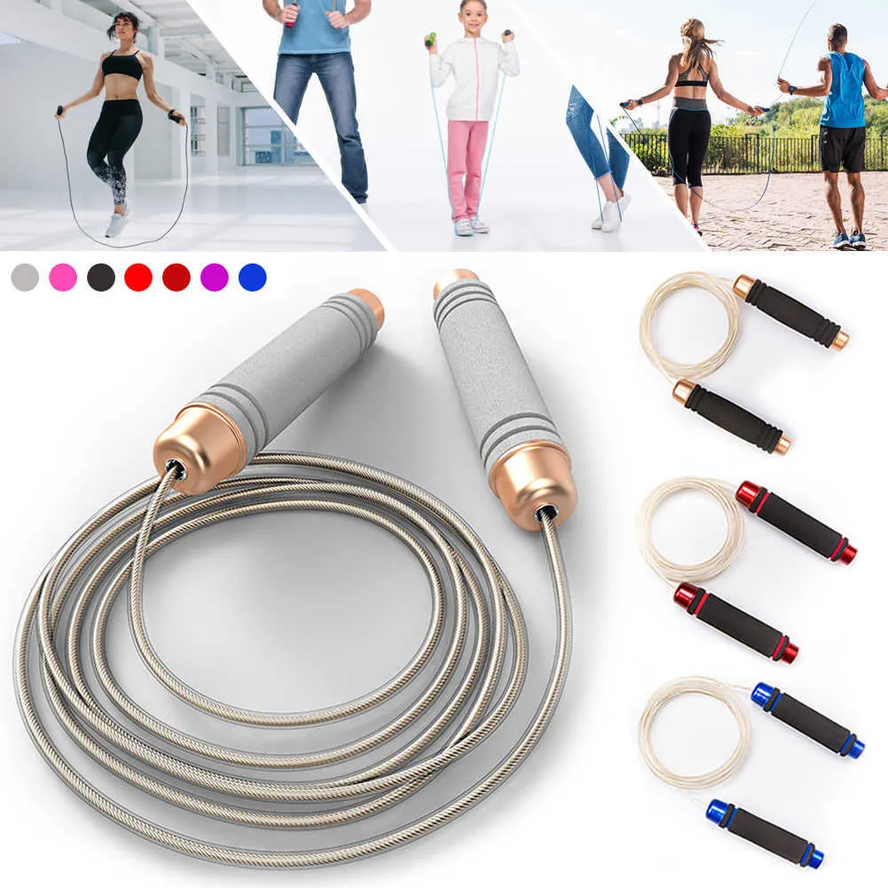 Speed Jump Rope Adjustable Wire Skipping Ropes Pro Ball Bearings Anti-Slip Handles Sports Weighted Training