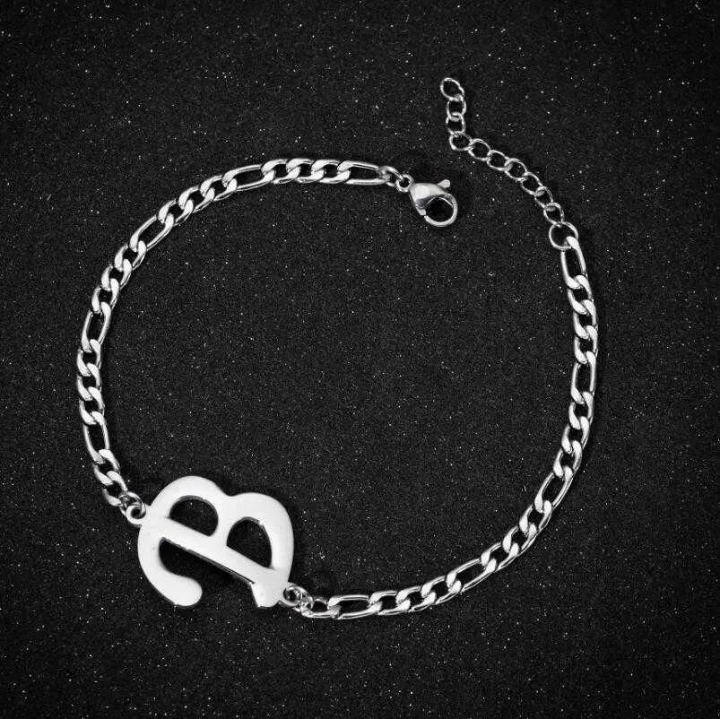 Personalize Initial Bracelets Bangles A-Z 26 Letters Alphabet Charm Bracelet for Women Stainless Steel Jewelry Name Pulseiras X0706