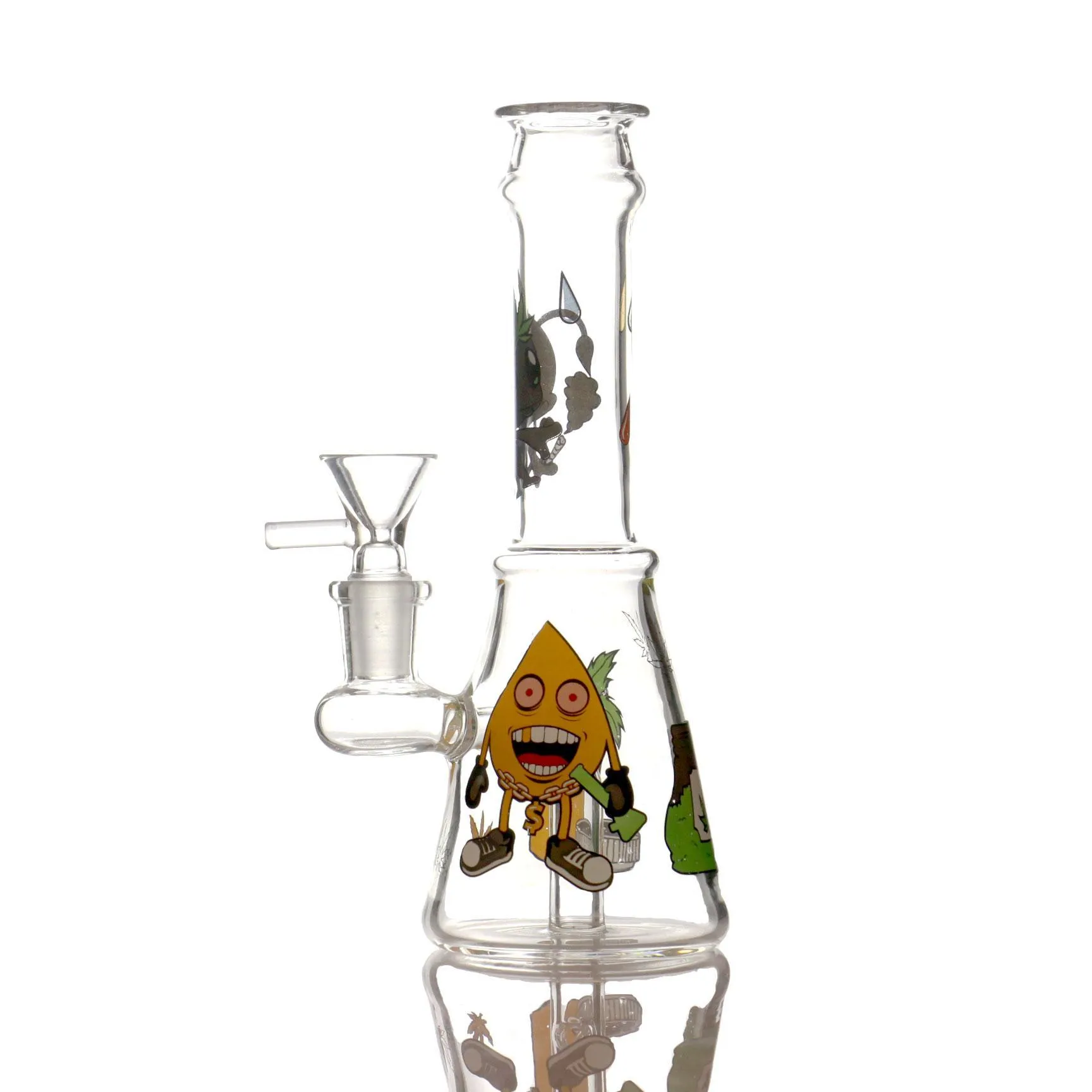 Hookahs Cartoon Printing Bongs Mini Beker Bong Portable Oil DAB Rigs Dikke Heady Glass Rechte Type