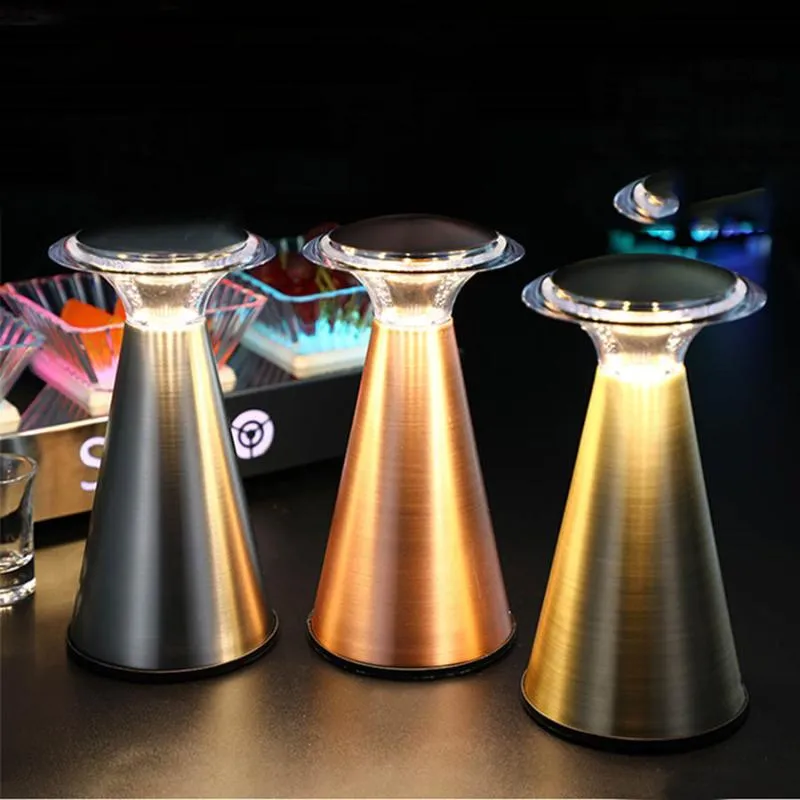 Lámparas de mesa Inalámbrico Vintage Bar Sensor táctil Recargable LED Luces de noche Cafe KTV Restaurante Stand Light263i