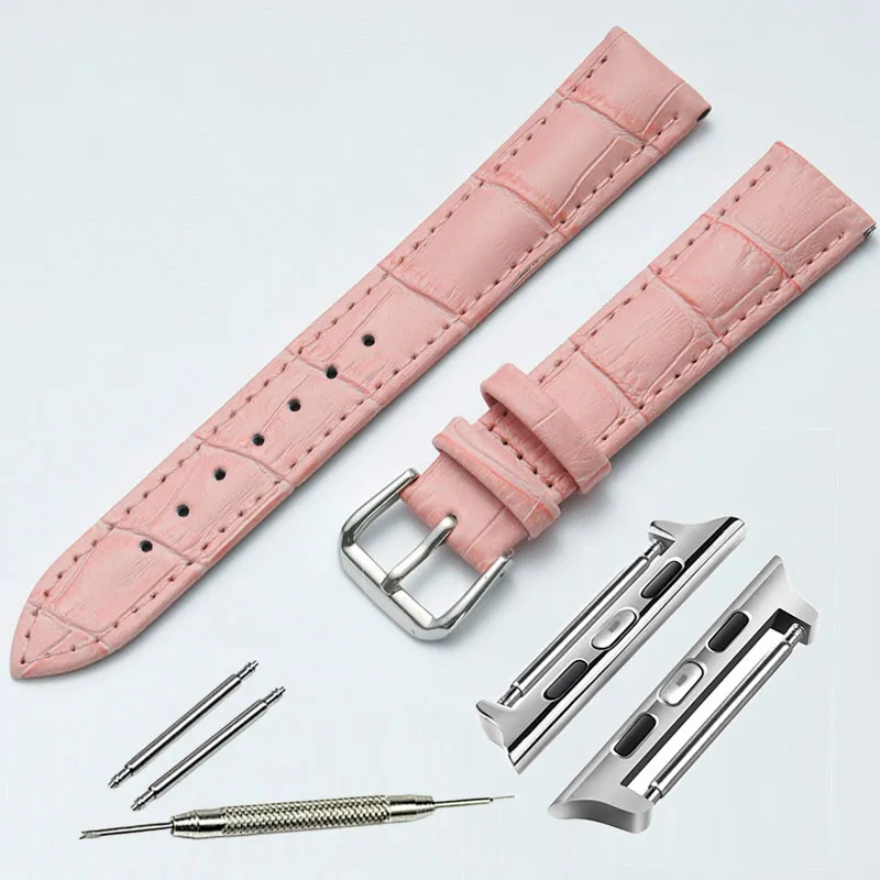 Адаптеры Hotsale для Iwatch Натуральные кожаные часы ремешок 38 мм женские полосы яблочные часы запястье браслет черный коричневый красный розовый