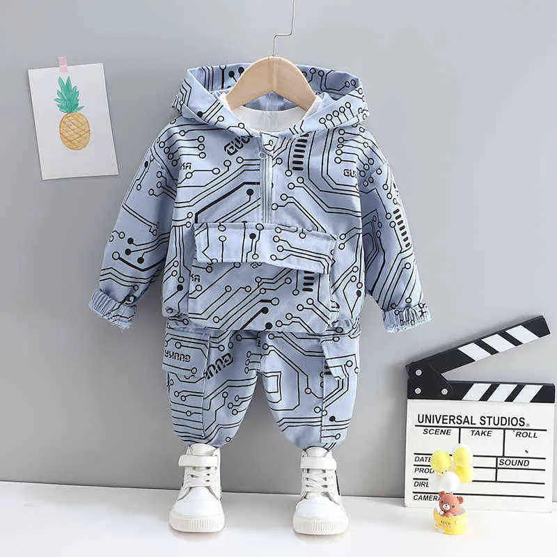 Vår Höst Barn Mode Kläder Baby Boys Girls Hoodies Byxor 2st / set Barn Spädbarn Kostym Toddler Casual Sportswear 211224