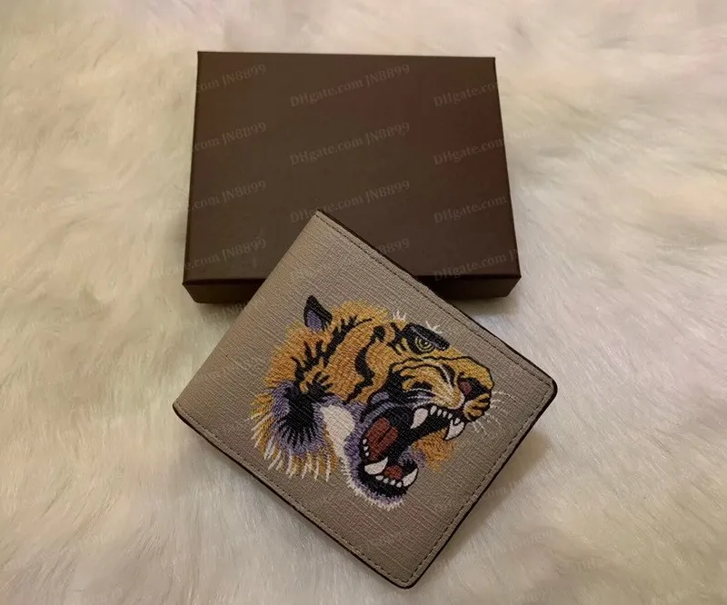Moda mężczyzn zwierzęcy krótki portfel skórzany czarny wąż tygryse portfele pszczół kobiety torebki portfele torebki z oryginalnym pudełkiem JN8292Y