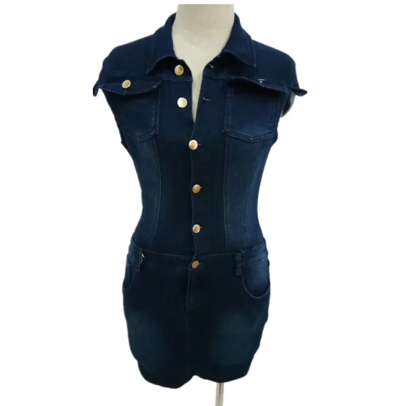 Sexy Turndown Collar Cotton Bodycon Jeans Dress Buttons Summer Plus Size 2020 Party Club Denim Dress Women Short Mini Dress Ddlg X0521