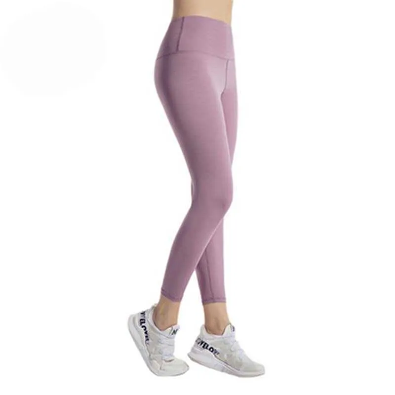 Leggings estivi a vita bassa skinny a matita nuda Donna push up con controllo della pancia Legging Sport Femme Fitness e corsa 210604