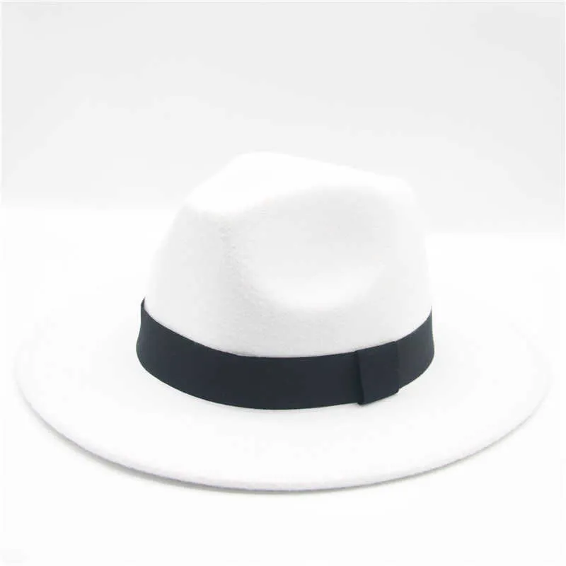 fedora hat ribbon band belt wide brim solid round top women s classic panama formal dress church green white black winter 210608