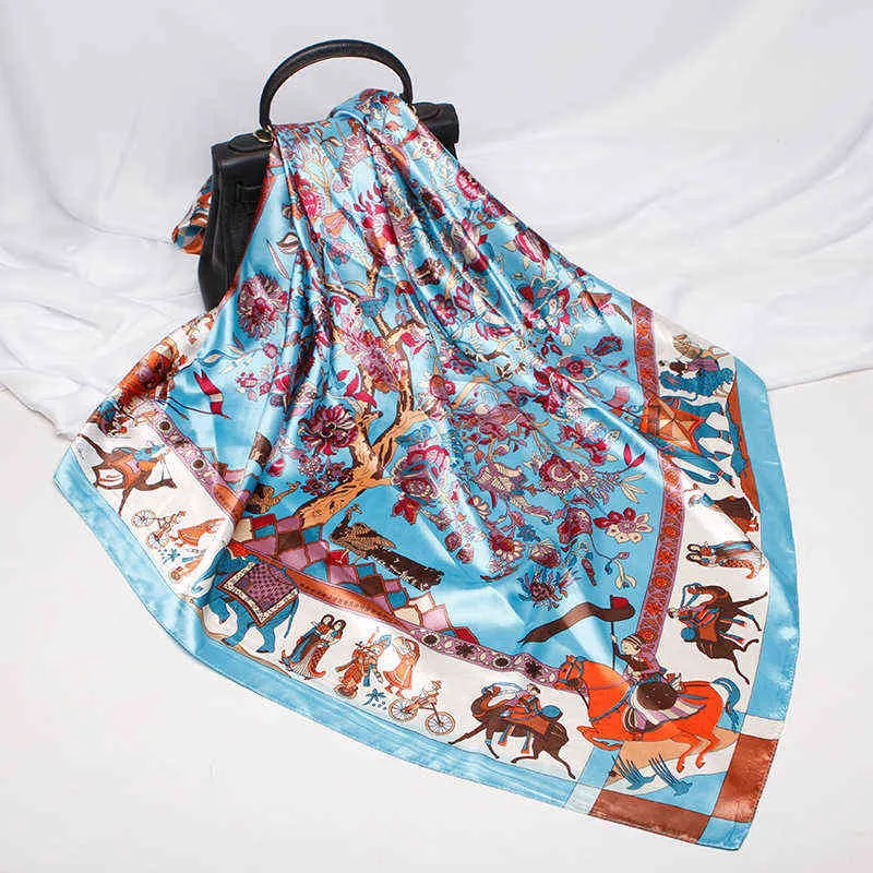 Kvinnor Silk Scarf Fashion Silk Shawl Head Covering Ladies Professional 90 * 90cm Squares Nya Design Silk Scaves Y1108