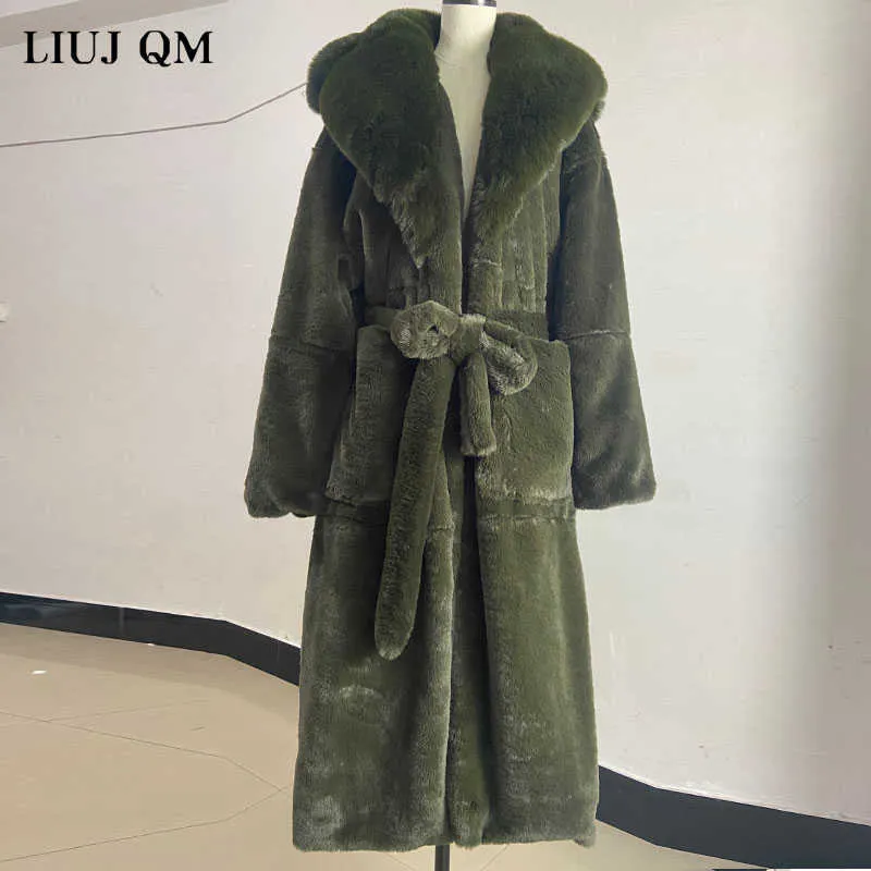 plus size Mantel Winter Frauen Dicke Warme X-Lange Faux Pelz Jacke Weibliche Hohe Qualität Flauschigen Kaninchen Pelz Mantel plus Größe Lose Parkas 211022