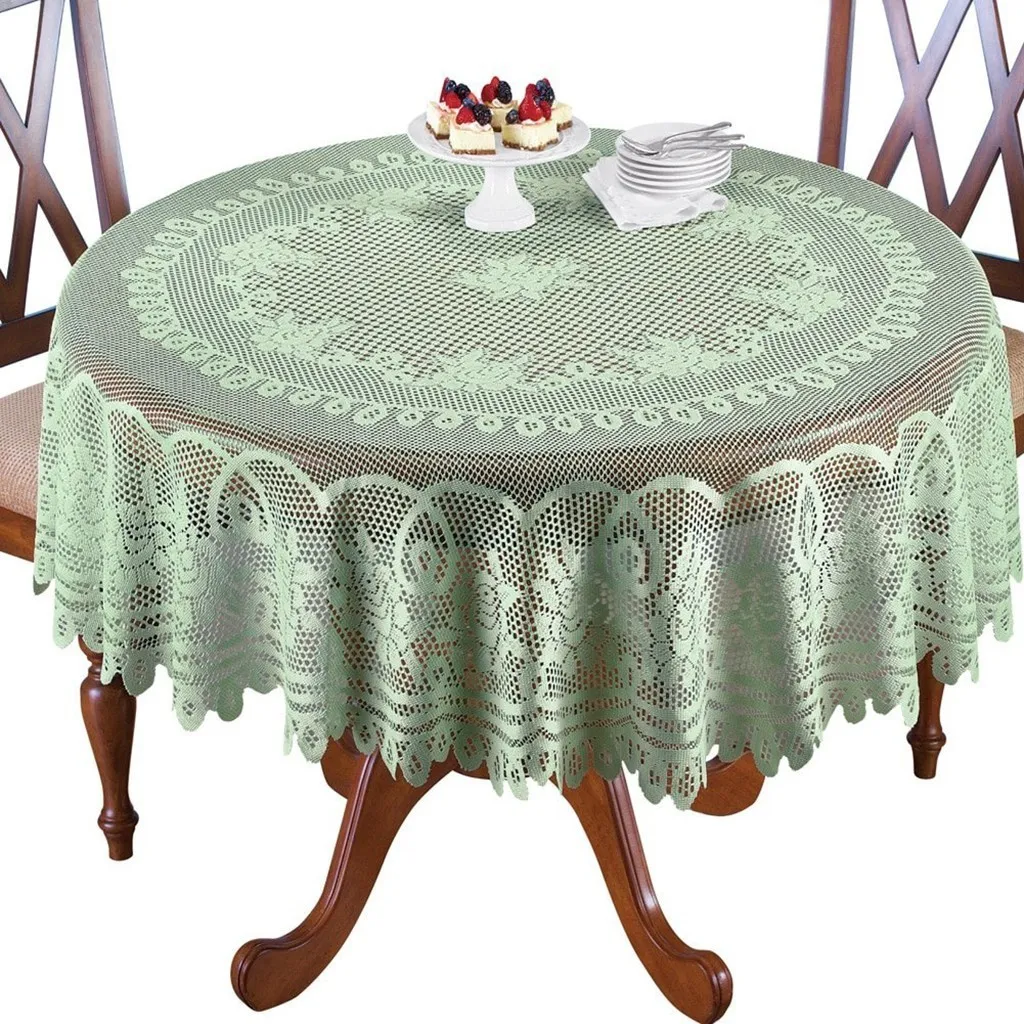 Wit of room kanten keukentafel doek tafelkleed ronde of langwerpige keuze decoratieve elegante waterdichte stof tafelhoes 201007