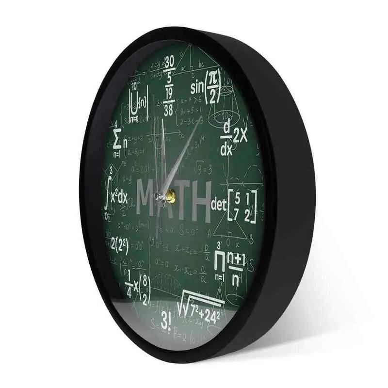 For Math Address Clock Math Wall Clock: Green Chalkboard Formula Design, Silent Movement, Back ...