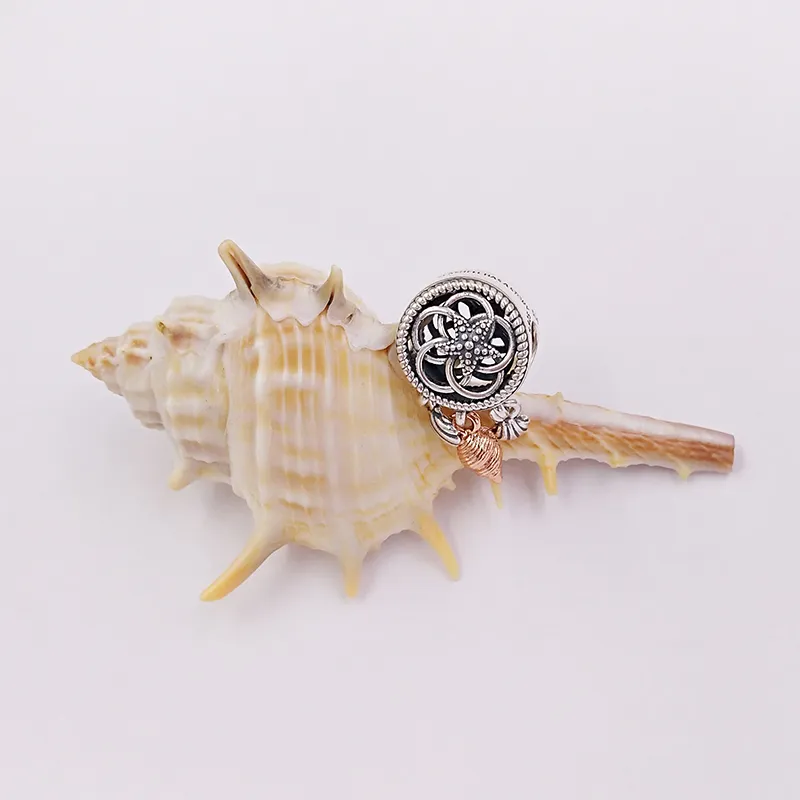 Kit la creazione di gioielli in argento sterling pandora Openwork Seashell Dreamcatcher charms Bracciale con stringhe fai-da-te donna collana di perle piatte da uomo regalo di compleanno 788944C00