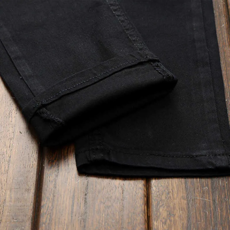 Gersri noir fermeture éclair Patchwork droite grande taille Jeans hommes marque Design Jeans Slim grande taille Design Jean grande taille X0621