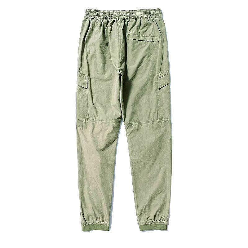 Calça de algodão fino de verão de alta qualidade estilo ferramentas masculina bolso casual Calças relaxadas e confortáveis H1223