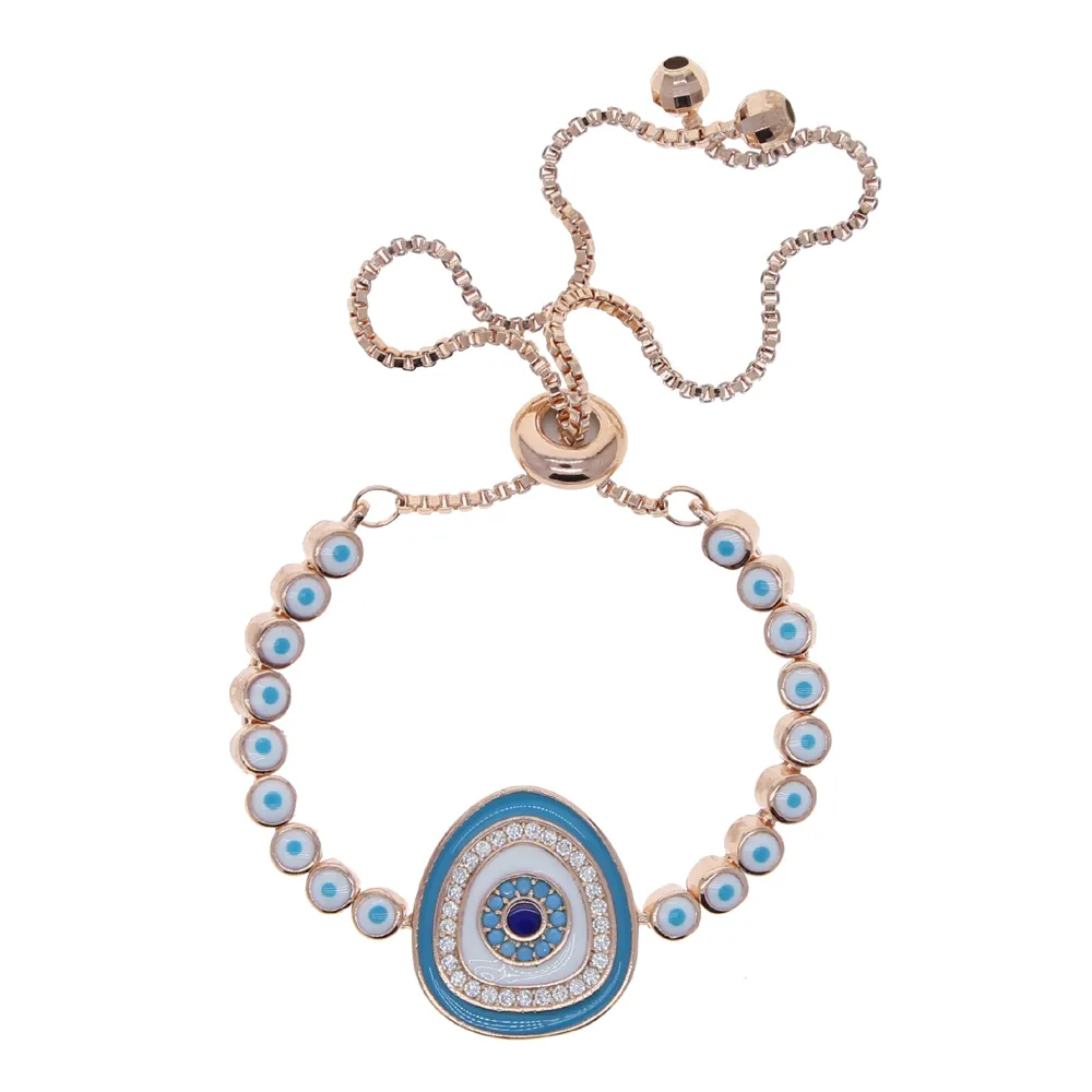 fashion Lucky turkish evil eye tennis bracelet micro pave sparkling AAA cubic zircon adjustable stunning jewelry for women