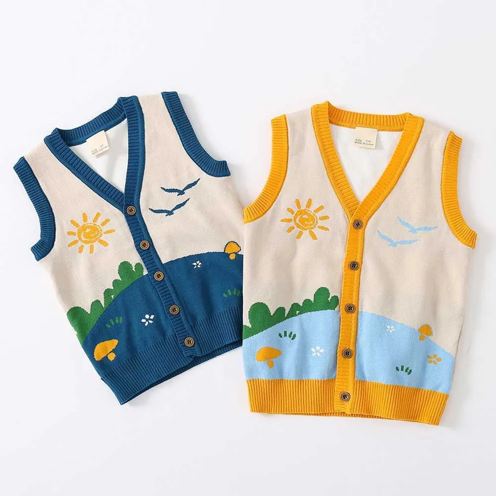 Bobora Baby Girls Boys Sleeveless Knitting Cardigan V-neck Vest Kids Cardigan Sweaters Clothes Spring Autumn Y1024