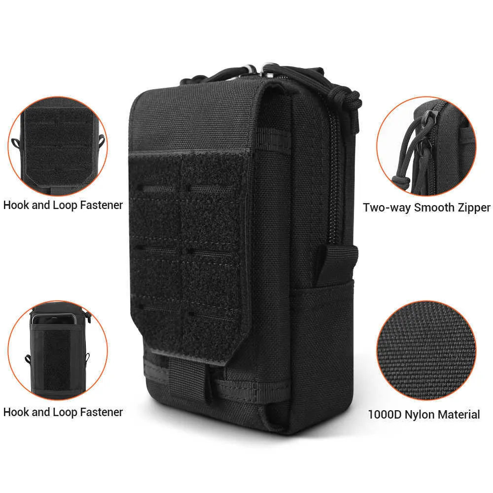 1000D Tactical Molle Pouch Marsupio militare Outdoor Uomo EDC Tool Bag Vest Pack Borsa Custodia cellulare Caccia Borsa compatta Q0721