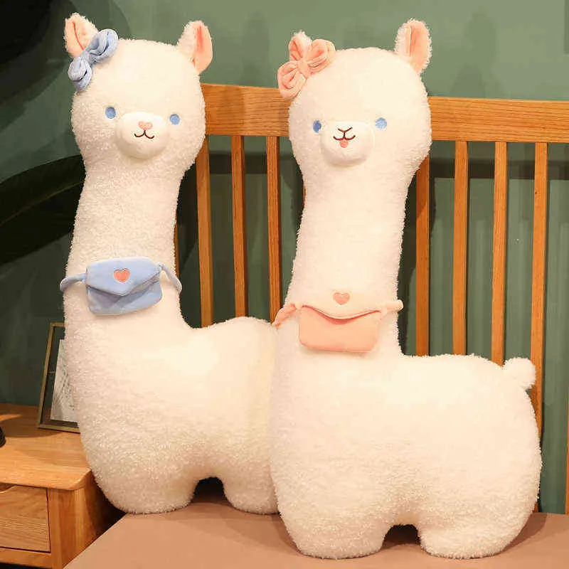 Большая альпака подушка плюшевая игрушка фаршированная плющая овцы лама кукла животных игрушки для детей мягкая подушка домой кровать декор детские подарок на день рождения AA220314