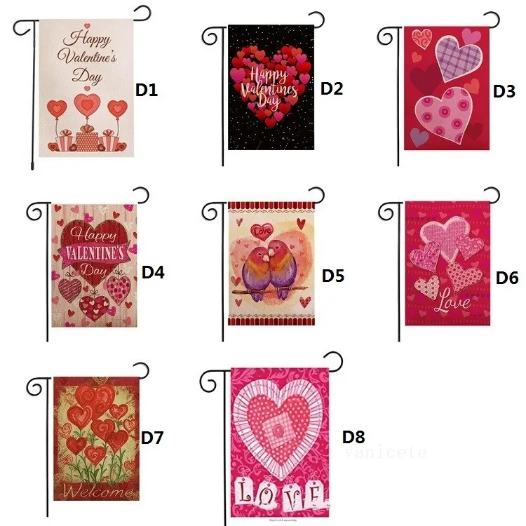 ABCD Style Valentine's Day Garden Flag Linen Holiday Courtyard Banner Flaggor Dekoration T2i53237