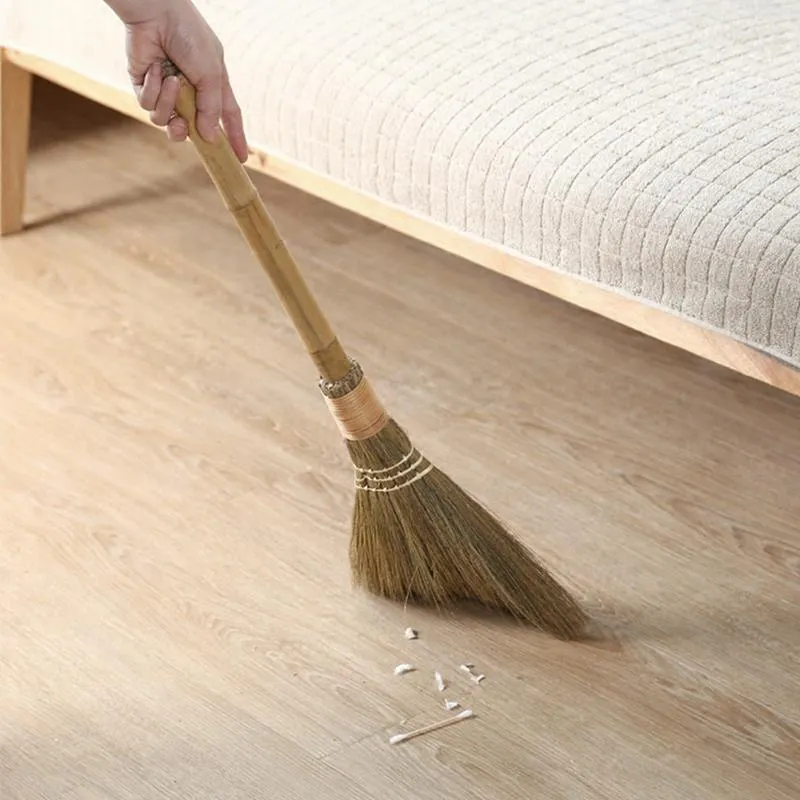 مكنسة شاملة مصنوعة يدويًا لأداة تنظيف المنازل المنزلية مفيدة قش مضفر تنظيف المنزل مكنسة طويلة 228g