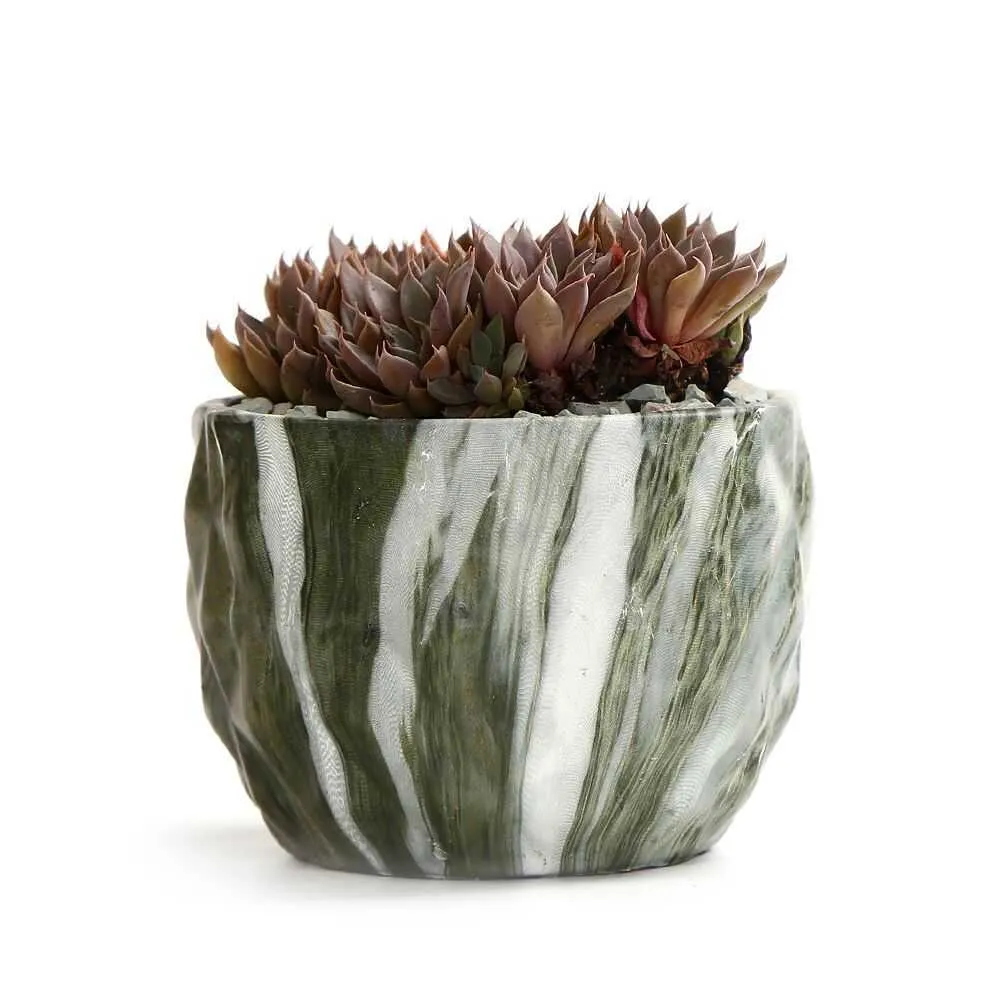 Pot de fleur de marbrure moderne Pot succulent Cactus Pot de jardinière en céramique Pots Conteneur Bonsai Planteurs avec trou 3,35 pouces Idée cadeau 210712