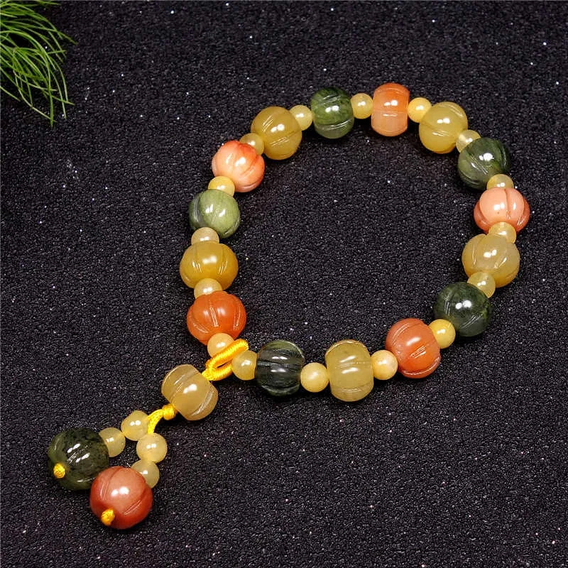 Jade Gourd Bead Armband voor Dames Gouden Zijde Boeddha Bead Bangle Lucky Healing Sieraden