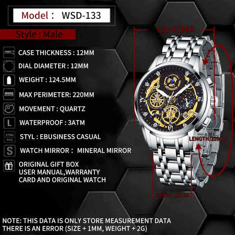 Doit Men Watch Top Luksusowa marka Big Dial Sport Watches Mens Chronograph Quartz Randcwatch Randka Zegar męski MASCULINO 220113198H