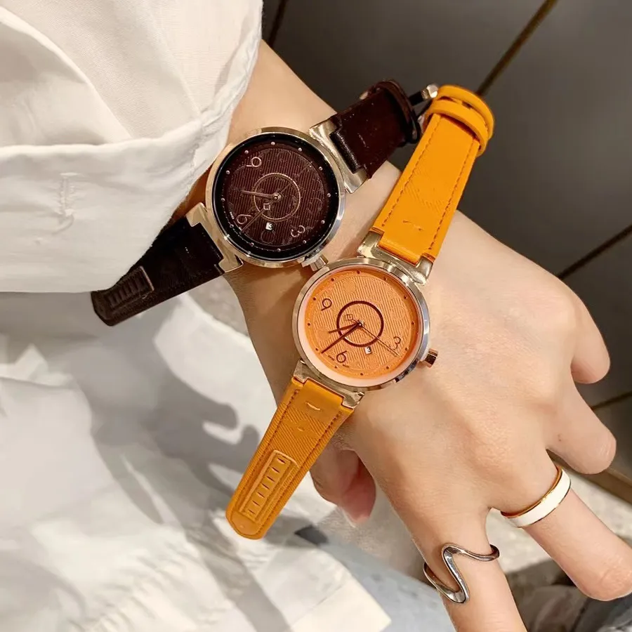 Marque de mode montres femmes fille fleur Style bracelet en cuir belle montre-bracelet L672312