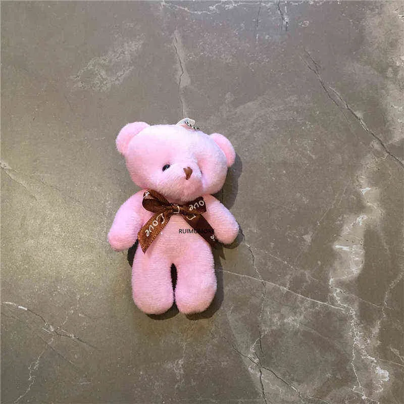 Multi Colors- 10см медведя свадебная плюшевая игрушка кукла - брелок кулон гальцы подарки Y211119