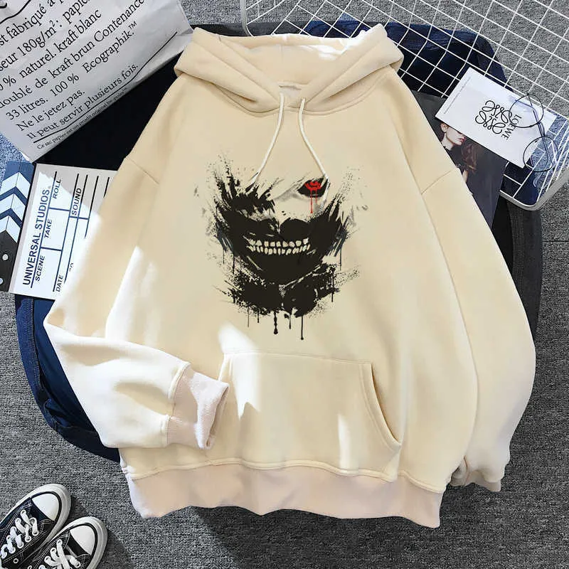 Hot Japanese Anime Tokyo Ghoul Graphic Hoodies Män Kawaii Vinter Kläder Tecknad Kaneki Ken Streetwear Unisex Sweatshirts Man H0909