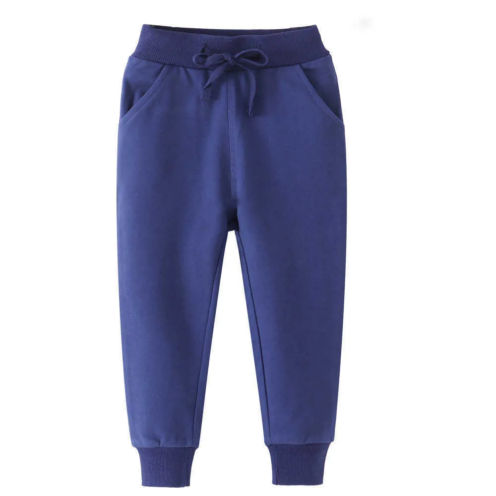 Hoppmätare Pojkar Flickor Sweatpants För Höst Spirg Full Längd Babybyxor Byxor Plain Toddler 210529