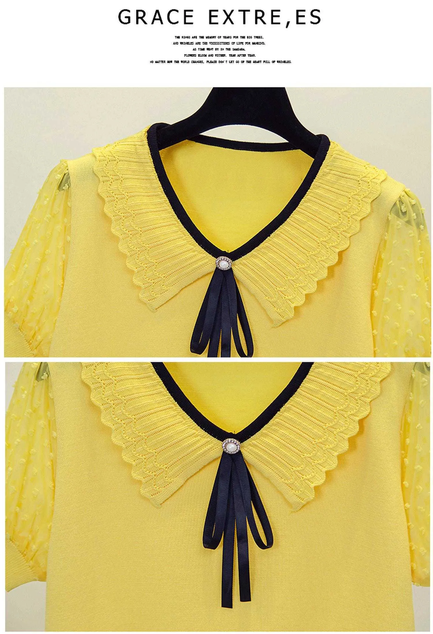 플러스 사이즈 여성 여름 Kint 얇은 스웨터 짧은 소매 V 넥 활 패치 워크 캐주얼 느슨한 대형 풀오버 점퍼 210604