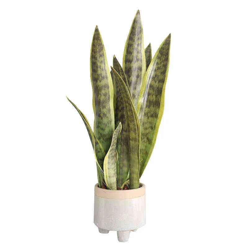 3 Pçs / lote Plantas Artificiais Ramo de Sansevieria para Decoração Bonsai Falso Plástico Tigre Piran folhas Plantas Decoração de jardim em casa 211104