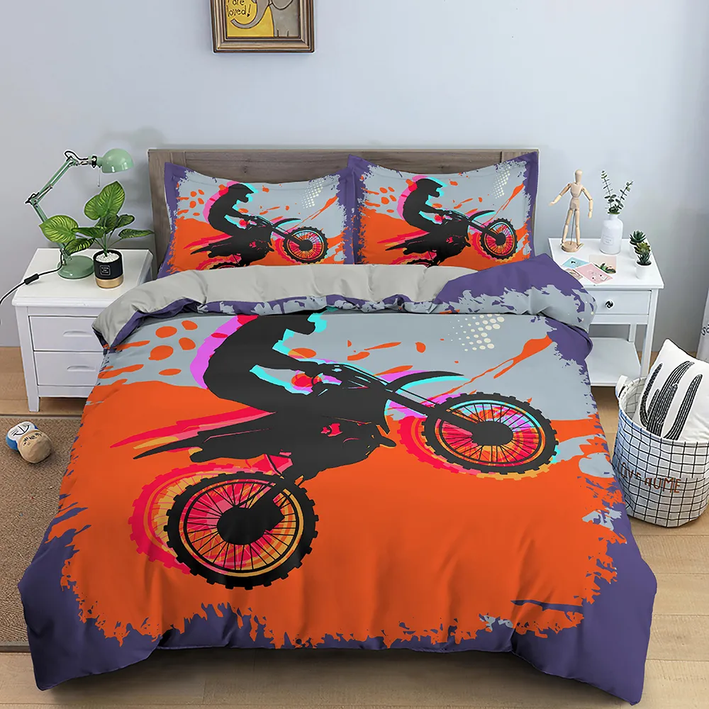 Couverture de couette de vélo de terre imprimé 3D Motocross Couvre-couette COUVERTURE DE MOTOROCLE EXTREME SPORT SPORT SET POUR LES ENFANTS EDOS GARDES 210309