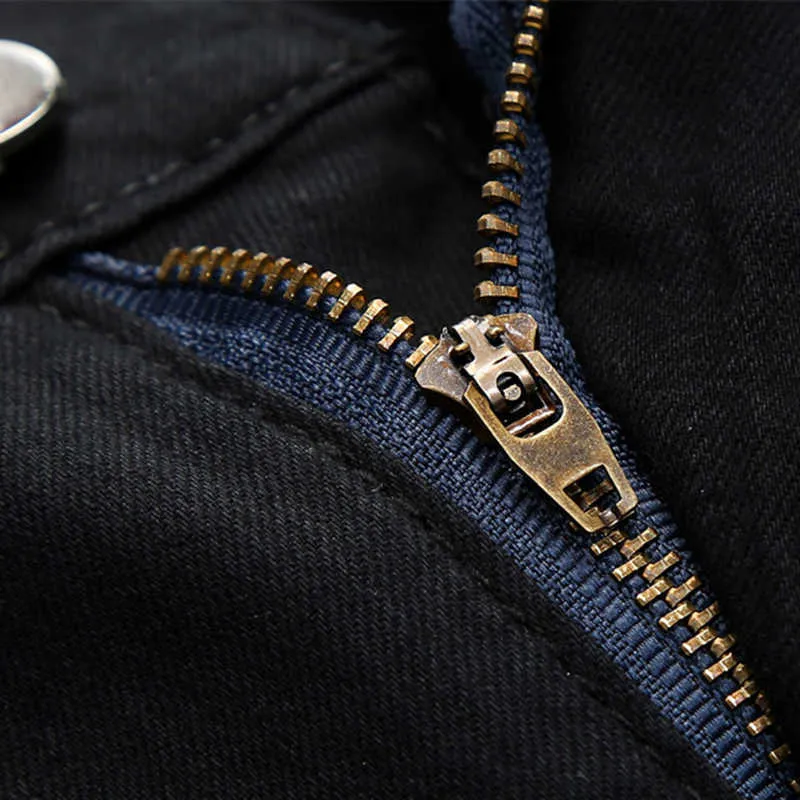 Gersri noir fermeture éclair Patchwork droite grande taille Jeans hommes marque Design Jeans Slim grande taille Design Jean grande taille X0621