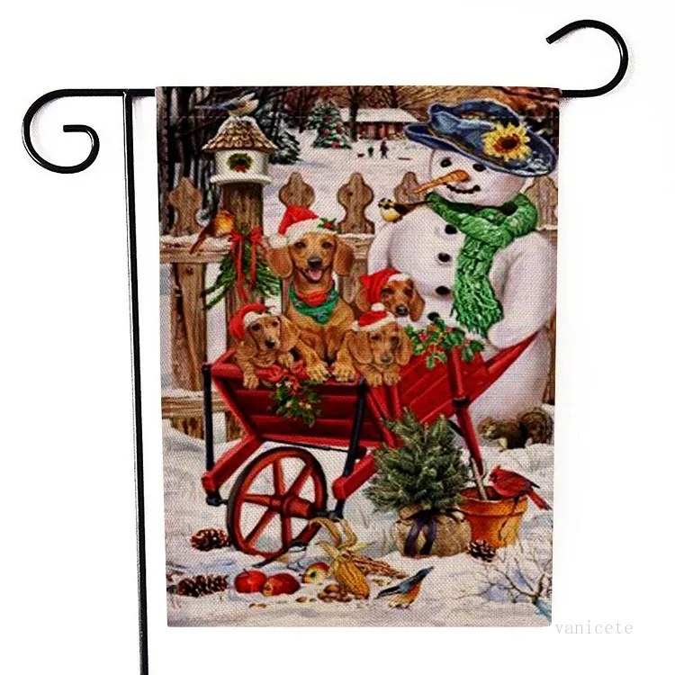 Banner Flags Christmas Garden Flags cartoon Pattern Theme Two Sides Christmas Yard bandiera lino 47 * 32CM 9 stile T2I52369