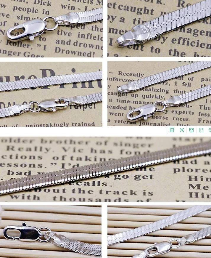 2021 Unisex Flat Schlangenknochenkette Halskette 45 cm 50 cm Blatthack für Frauen Männer 925 Silberschmuck SAN3218M