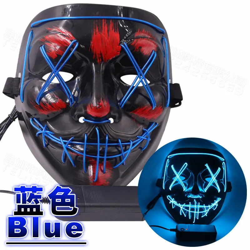 Led Maske Halloween Party Masque Maskerade Masken Neon Maske Licht Glow In The Dark Mascara Horror Maska Glowing Masker Purge T200703