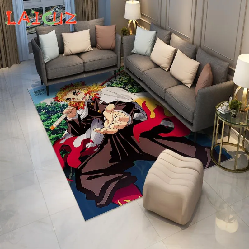 カーペット悪魔のスレイヤーRengoku Kyoujurou Printed Carpet Japan Anime Large Erage Home Living Room Bedroom Decor did267z用