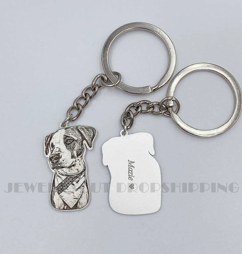 Personalizado Pet Keychain foto personalizado pet keychain foto personalizado chaveiro pet colar de jóias de memória gravar presente H0915