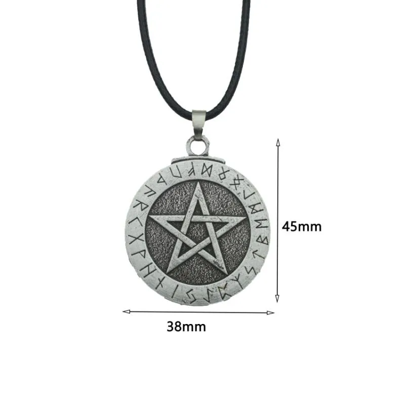 Collane con ciondolo 12 pezzi Collana con pentagramma rune vichinghe Wiccan Pagan Norse Runic Elder Futhark Jewelry280b