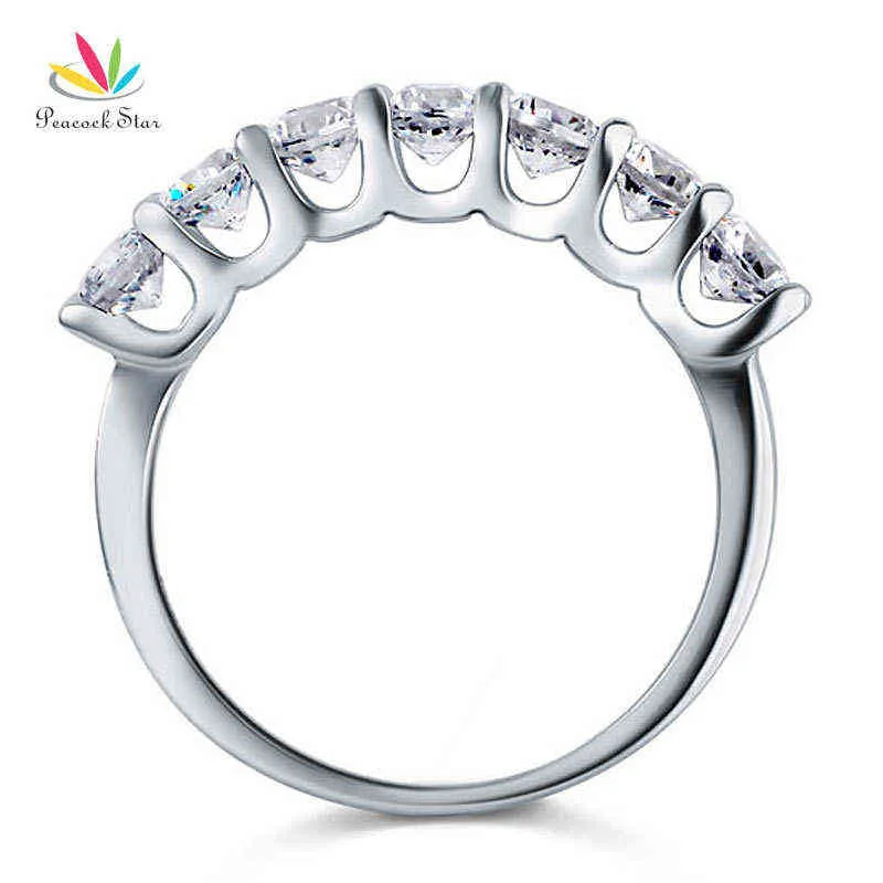 Peacock Star 1.75 Carat Seven Stone Solid 925 Sterling Silver Wedding Ring Jewelry CFR8043 211217