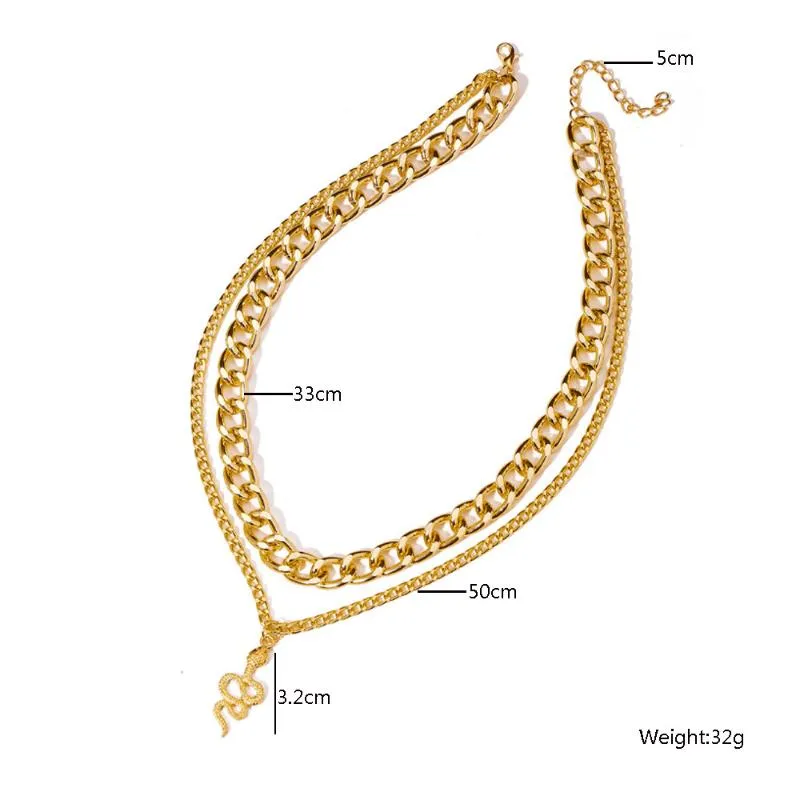 Chokers JIOROMY Vintage Multi-layer Gold Color Chain Choker Necklace For Women R Fashion Snake Pendant Chunky Necklaces Jewelery232f