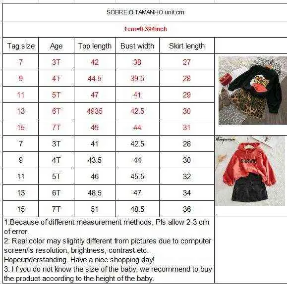 girl's clothes set 2020 autumn long sleeve black daisy shirt + leopard skirts children tracksuit baby girl clothing sets G220310