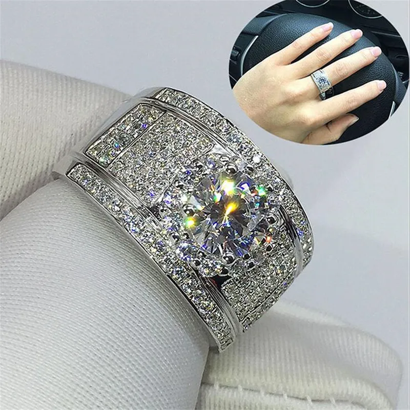 Choucong Brand Top Sell Gioielli di lusso Anelli da spicco 925 Sterling Silver Topaz Topaz Bianco Topaz Cz Diamond Party Eternity Wome257K