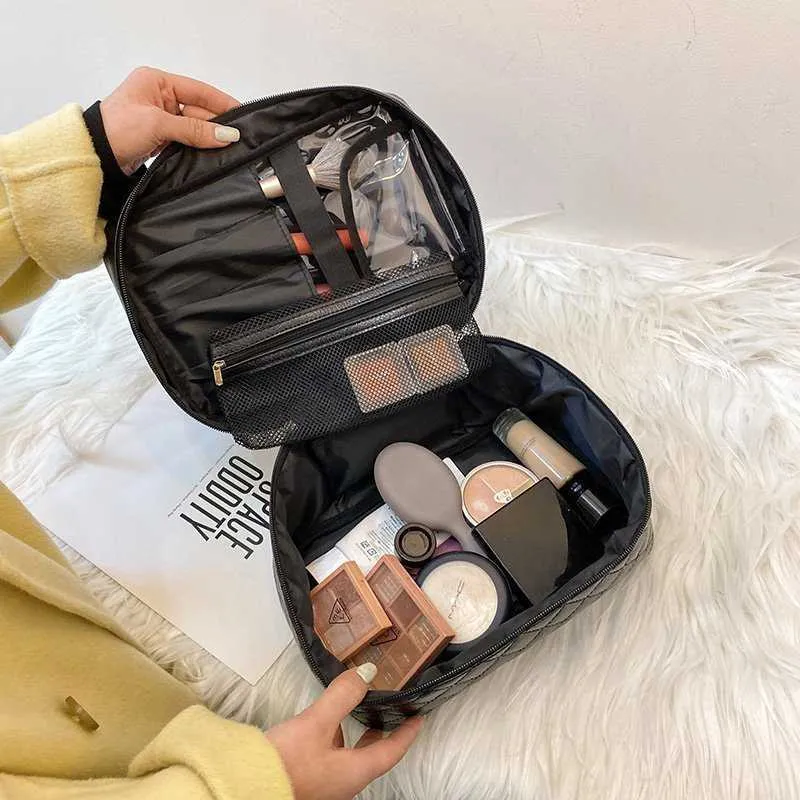 Cosmetic box Quilted professional cosmetic bag women's large capacity storage handbag travel toiletry makeup bag sac 210821293I
