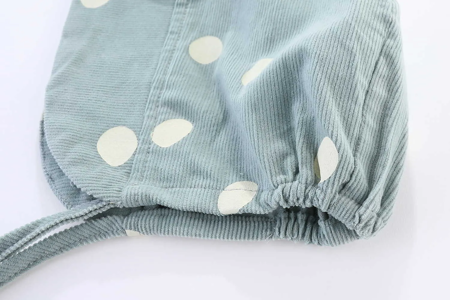 ムーディングドムコーデュロイ赤ちゃんブルーマーとキャップセット調整可能なサスペンダーのセットかわいい水玉ロンパース春の服210615