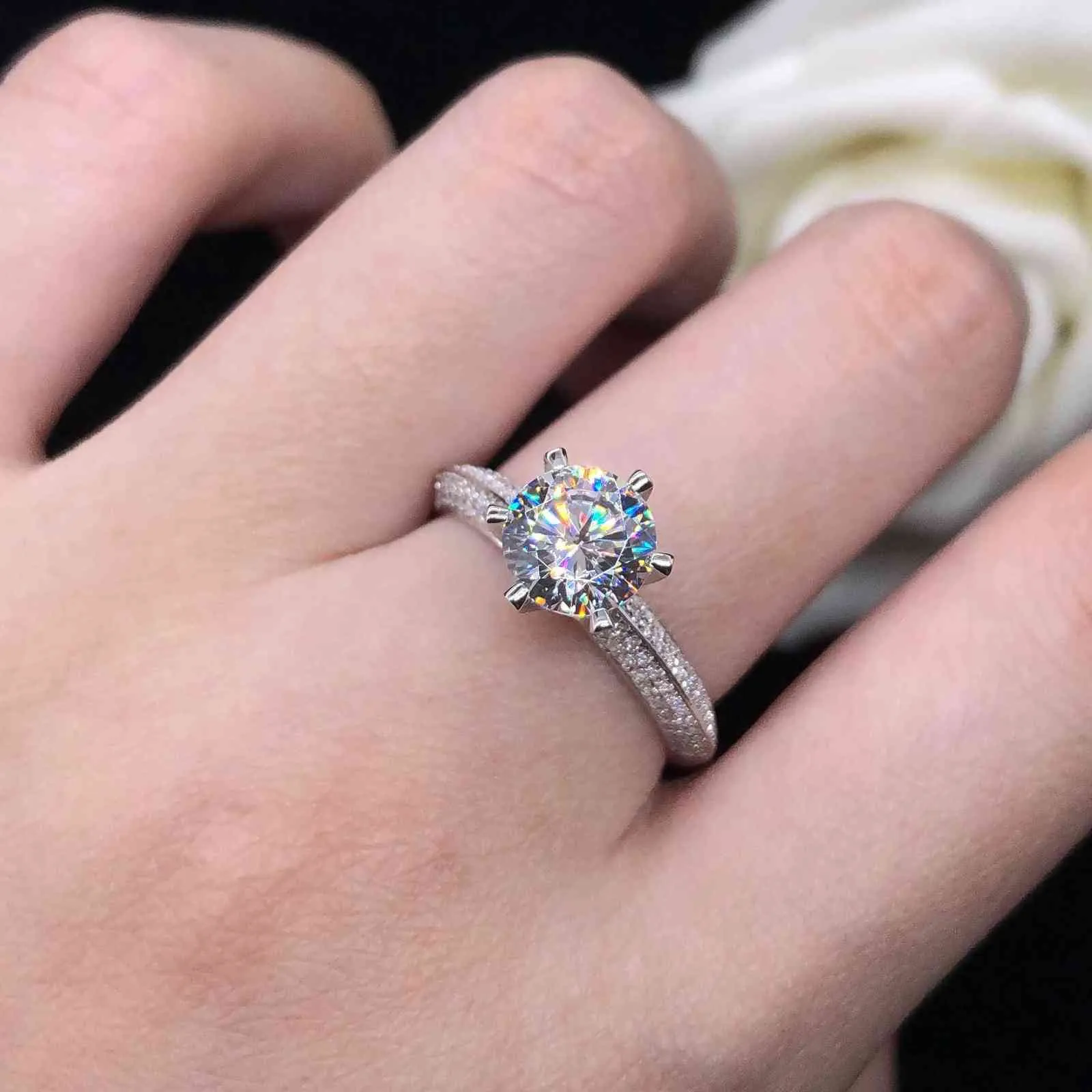 Fantastic 15ct Round Cut Diamond Ring pour femmes Bijoux de mariage solide Platine 950 R1096136807